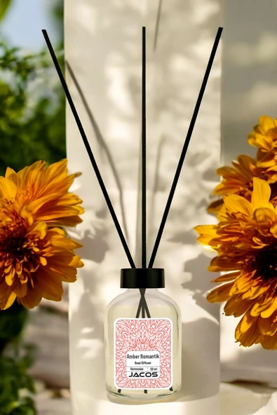 Amber Kokulu Bambu Çubuklu Amber Kokulu Çubuklu Oda Kokusu 50ml Reed Diffuser