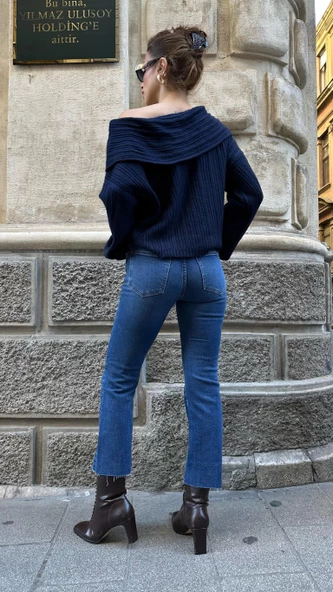 Mavi Renk Orijinal Marka Wide Leg Jean Pantolon - 3
