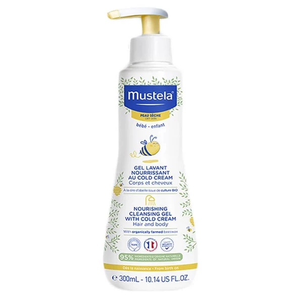 Mustela Cold Cream ve Organik Balmumu İçeren Besleyici Bebek Şampuanı 300ml