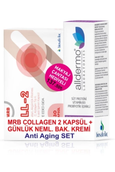 ALLDERMO Mrb Collagen 2 Kapsül + Günlük Nemlendirici Bakım Kremi Antı Agıng Set (çanta Hd.)