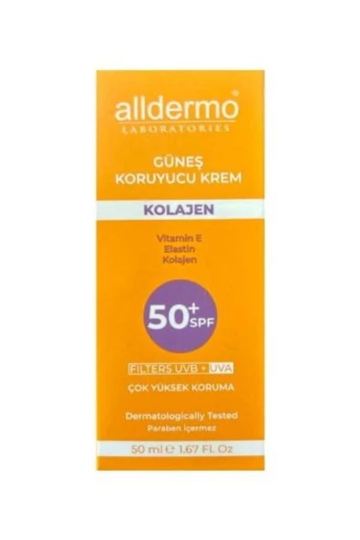 ALLDERMO Spf50 Kolajen Güneş Koruyucu Yüz Kremi 50 ml