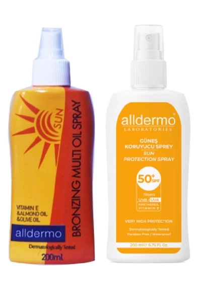 ALLDERMO Güneş Koruyucu Sprey 200 ml Bronzing 200 ml Set