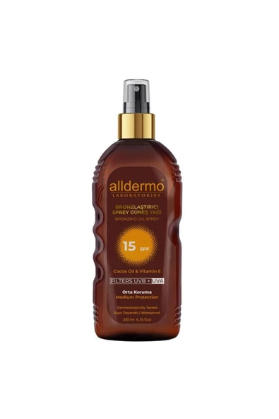 ALLDERMO Bronzlaştırıcı Sprey Güneş Yağı Spf 15 200 ml