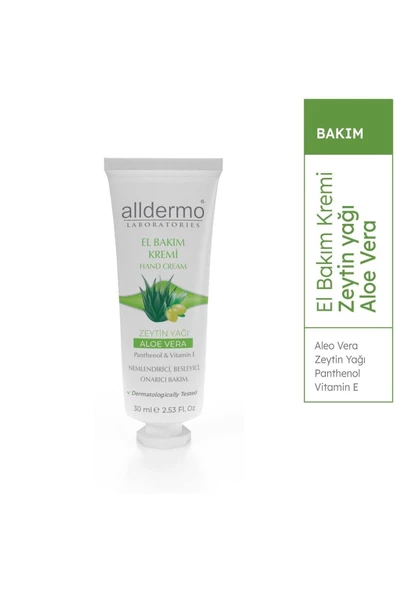 ALLDERMO El Bakım Kremı Aloe Vera Zeytınyagı 30 Ml