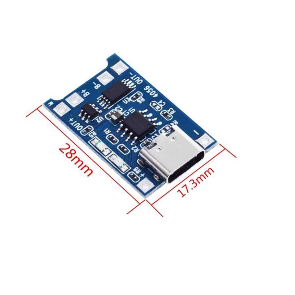 TP4056 Type-C 1S 3.7V LiPo, Li-ion Pil BMS Korumalı Şarj Devresi - 3