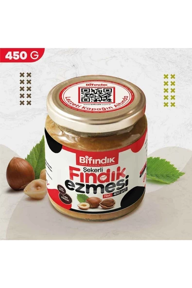 Bi Fındık Doğal Şekerli Fındık Ezmesi Atıştırmalık Kahvaltılık Sürülebilir %80 Fındık %20 Şeker 450gr - 6