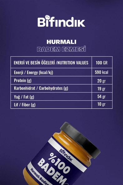 Bi Fındık Hurmalı Badem Ezmesi Katkısız Taze Çekim Doğal Sürülebilir Kahvaltılık %80 Badem Ezmesi 1 Kilogram - 3