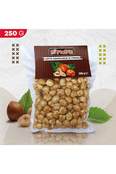 Bi Fındık VAKUMLU PAKET %100 TAZE LEZZETLİ YENİ MAHSUL ÇİFTE KAVRULMUŞ İÇ FINDIK İRİ TANELİ ÇITIR 250G