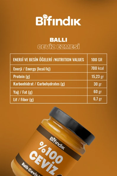 Bi Fındık Ballı Ceviz Ezmesi Katkısız Taze Çekim Doğal Sürülebilir Kahvaltılık %80 Ceviz Ezmesi 250 gram - 3