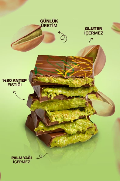 Bi Fındık Şekerli Antep Fıstığı Ezmesi Taze Çekim Doğal Sürülebilir Kahvaltılık %80 Antep 350 gram - 2