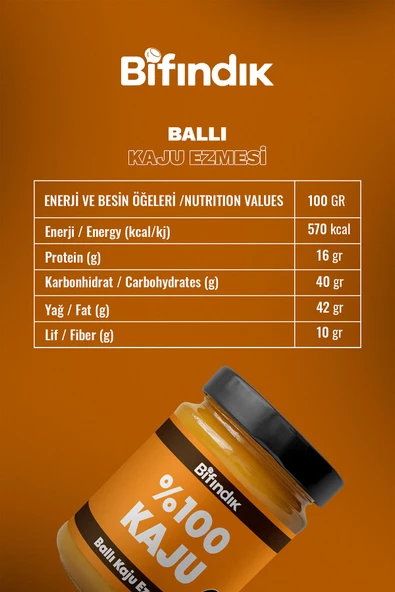 Bi Fındık Ballı Kaju Ezmesi Katkısız Taze Çekim Doğal Sürülebilir Kahvaltılık %80 Kaju Ezmesi 250 gram - 3