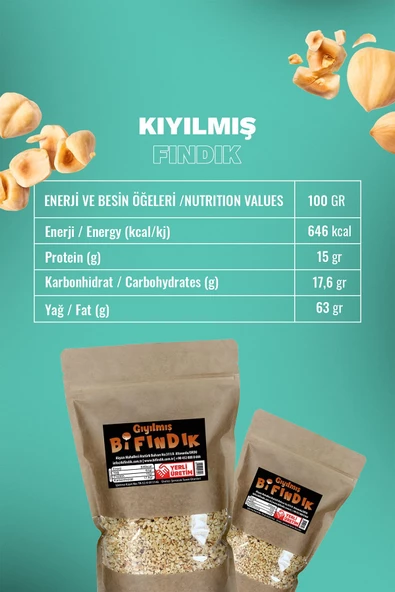 Bi Fındık Kavrulmuş Kıyılmış Fındık (PİRİNÇ) Doypack 1.kalite Glutensiz Taze Yeni Mahsul 5 Kg - 2