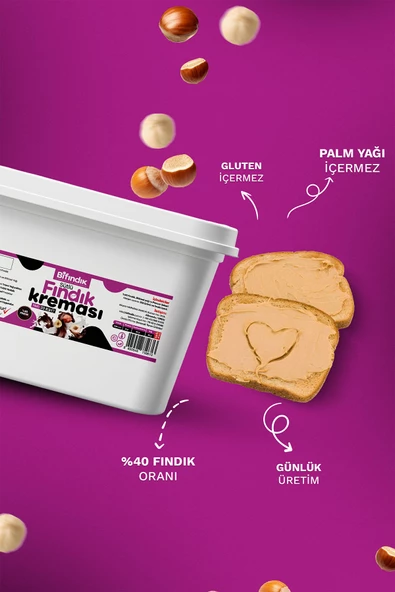 Bi Fındık Doğal Bol Sütlü Parça Fındıklı Fındık Kreması Katkısız Atıştırmalık Kahvaltılık Sürülebilir 20kg - 2