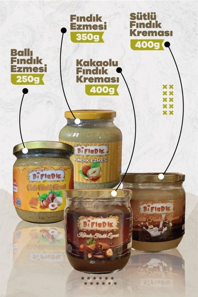 Bi Fındık Ballı Fındık Ezmesi 250 G Sütlü Fındık Kreması 450 G Kakaolu Fındık Kreması 450 G Fındık Ezmesi 350g