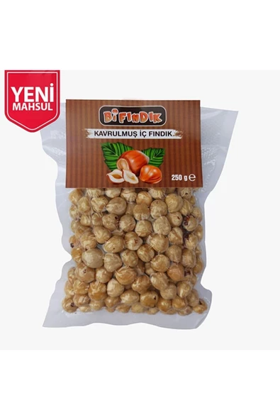 Bi Fındık Kavrulmuş Iç Fındık Iri Boy Çifte Kavrulmuş Çıtır %100 Taze Yeni Mahsul Vakumlu Paket 250gr