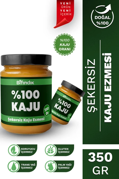 Bi Fındık Şekersiz Kaju Ezmesi Katkısız,doğal Sürülebilir Kahvaltılık Kaju Ezmesi 350 gr