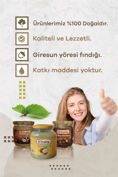 Bi Fındık Doğal Katkısız Sürülebilir Kakaolu Fındık Kreması 400g Sütlü Fındık Kreması 400g Fındık Ezmesi 350g - 2