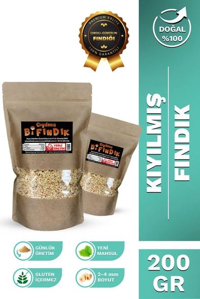 Bi Fındık Pirinç Fındık Içi Doğal Katkısız 1.kalite Taze Kavrulmuş Kıyılmış Pirinç Fındık Içi 200g Doypack