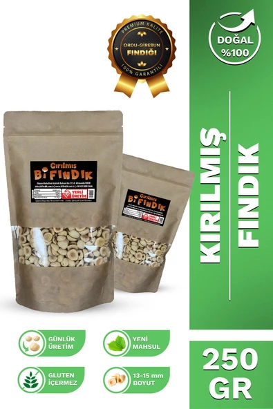 Bi Fındık KIRIK İÇ FINDIK KAVRULMUŞ 1.KALİTE TAZE SÜSLEME İÇİN DOYPACK 250GR KIRIK İÇ FINDIK