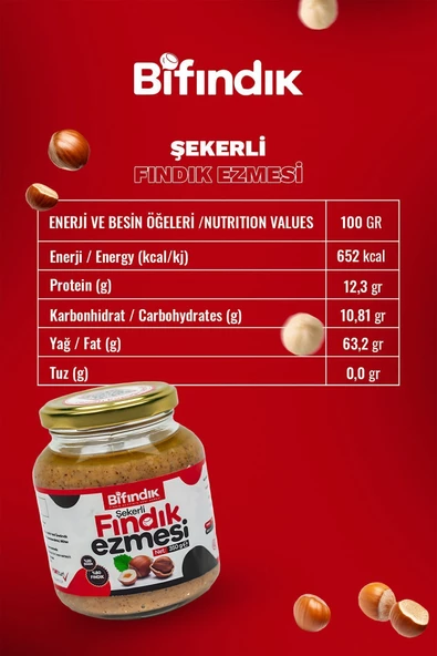 Bi Fındık KAHVALTILIK FINDIK EZMESİ ŞEKERLİ KATKISIZ SÜRÜLEBİLİR DOĞAL%80 FINDIK %20 ŞEKER 350GR - 3