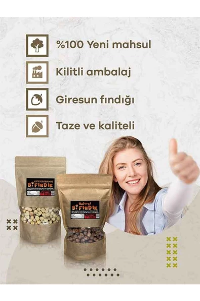 Bi Fındık Çifte Kavrulmuş Iç Fındık Iri Boy Çıtır Iç Fındık Ve Naturel 1 Kg Iç Fındık %100 Taze Lezzetli - 2