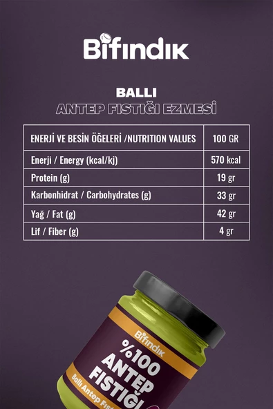 Bi Fındık Ballı Antep Fıstığı Ezmesi Katkısız Taze Çekim Doğal Sürülebilir Kahvaltılık %80 Antep 1 Kilogram - 3