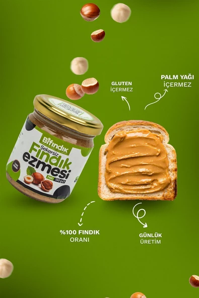 Bi Fındık SÜRÜLEBİLİR ŞEKERSİZ FINDIK EZMESİ KAHVALTILIK SAĞLIKLI %100 FINDIKLI 350GR CAM KAVANOZ - 2