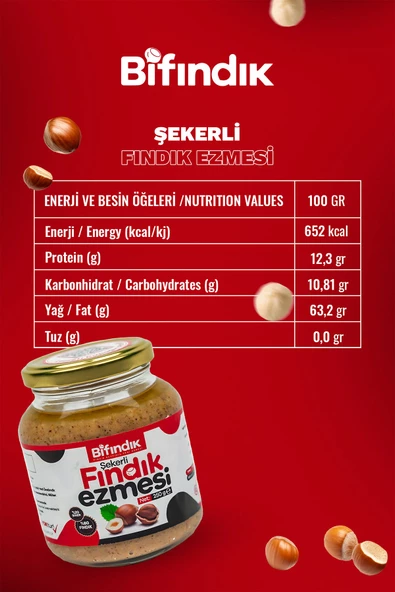 Bi Fındık Doğal Şekerli Fındık Ezmesi Atıştırmalık Kahvaltılık Sürülebilir %80 Fındık %20 Şeker 250gr - 3