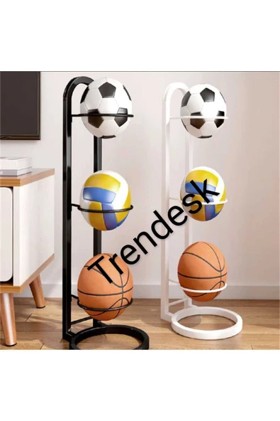 TRENDESK Metal Siyah /Beyaz Futbol Top Standı ,Basketbol Top Standı 90 CM