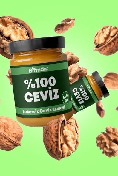 Bi Fındık Şekersiz Ceviz Ezmesi Katkısız Taze Çekim Doğal Sürülebilir Kahvaltılık %100 Ceviz Ezmesi 450 gram - 2