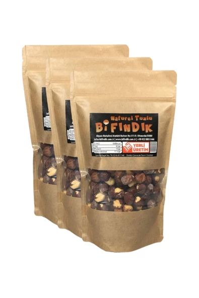 Bi Fındık KAVRULMUŞ TUZLU İÇ FINDIK BÜYÜK BOY TAZE YENİ MAHSUL (DOYPACK) 250G ×3 - 5