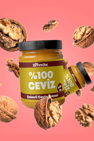 Bi Fındık Şekerli Ceviz Ezmesi Taze Çekim Doğal Sürülebilir Kahvaltılık %80 Ceviz Ezmesi 450 gram - 2