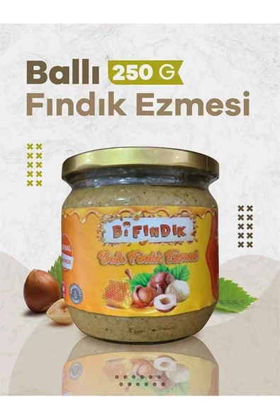 Bi Fındık Doğal Ballı Fındık Ezmesi Katkısız Atıştırmalık Kahvaltılık Sürülebilir 1.kalite 250gr Cam Kavanoz - 6