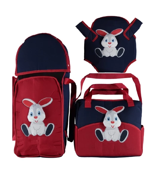 3'lü Bebek Taşıma ve Bakım Seti. Tavşan Temalı Portbebe, Bakım Çantası, Kanguru