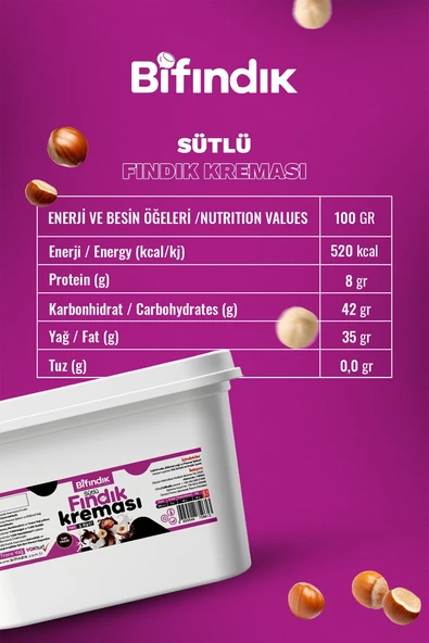 Bi Fındık Doğal Bol Sütlü Parça Fındıklı Fındık Kreması Katkısız Atıştırmalık Kahvaltılık Sürülebilir 5kg - 3
