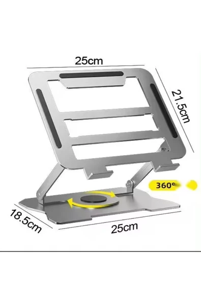 360'Dönen Laptop Standı Çelik  Dizüstü Bilgisayar Standı Ve Tablet Ayaklık Ayarlanabilir Tutucu - 6
