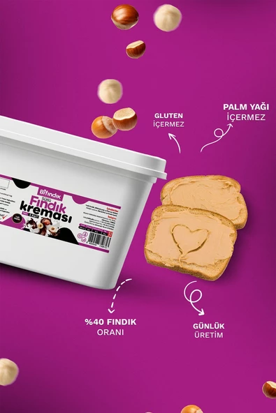 Bi Fındık Doğal Bol Sütlü Parça Fındıklı Fındık Kreması Katkısız Atıştırmalık Kahvaltılık Sürülebilir 5kg - 2