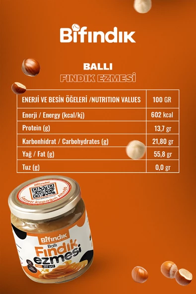 Bi Fındık Doğal Ballı Fındık Ezmesi Katkısız Atıştırmalık Kahvaltılık Sürülebilir 1.kalite 350gr Cam Kavanoz - 3