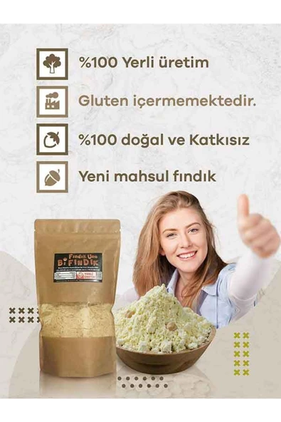 Bi Fındık Fındık Unu 500gr 1.kalite %100 Saf Doğal Katkısız Glutensiz Öğütülmüş Doypack Gerçek Fındık Unu Tozu - 2