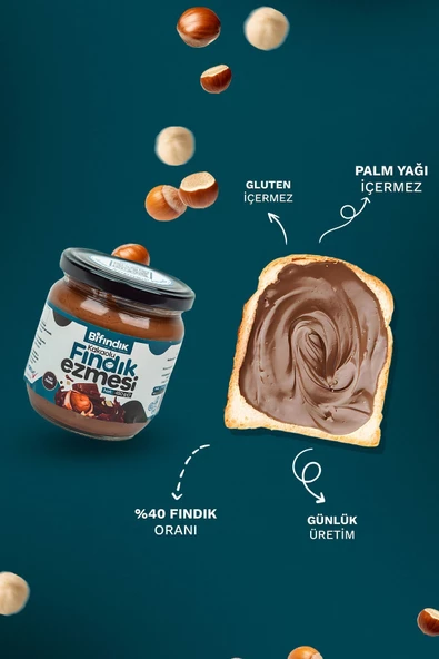 Bi Fındık Doğal Kakaolu Parçacıklı Fındık Kreması Katkısız Kahvaltılık Sürülebilir 1.kalite Fındık Ezmesi 450g - 2