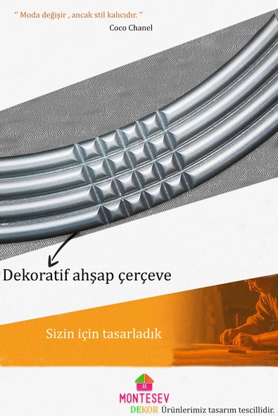 Safir Ahşap  Gümüş Dekoratif Ayna Yuvarlak Ayna Işlemeli Duvar Aynası Banyo Aynası Tekli - 69 Cm - 6