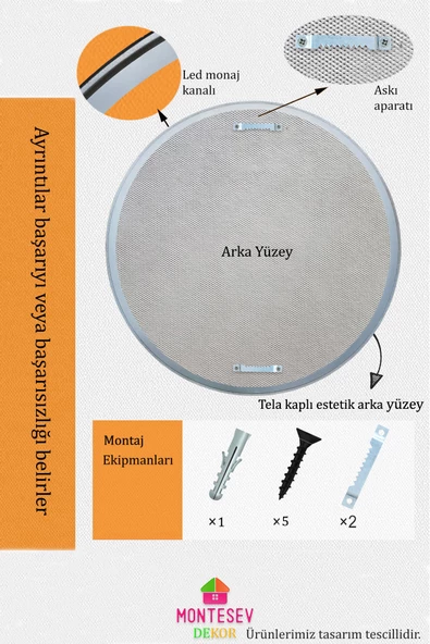 Safir Ahşap  Gümüş Dekoratif Ayna Yuvarlak Ayna Işlemeli Duvar Aynası Banyo Aynası Tekli - 69 Cm - 7