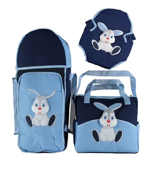 3'lü Bebek Taşıma ve Bakım Seti. Tavşan Temalı Portbebe, Bakım Çantası, Kanguru - 2