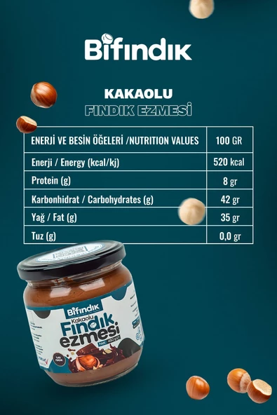 Bi Fındık Doğal Kakaolu Parçacıklı Fındık Kreması Katkısız Kahvaltılık Sürülebilir 1.kalite Fındık Ezmesi 450g - 3