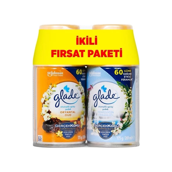 Glade Otomatik Makine Yedek Sprey Oryantal Oud + Temizliğin Ferahlığı 2 x 269 ml