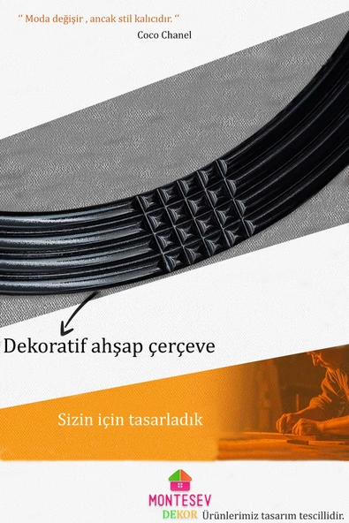 Safir Ahşap  Siyah Dekoratif Ayna Yuvarlak Ayna Işlemeli Duvar Aynası Banyo Aynası Tekli - 56 Cm - 6