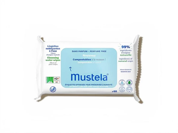 Mustela Kompost Edilebilir Parfümsüz 60 Yaprak Islak Mendil