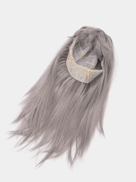 Platin Gri Gümüş Renk Uzun Parti Peruğu Uzun Takma Peruk - Resim 3