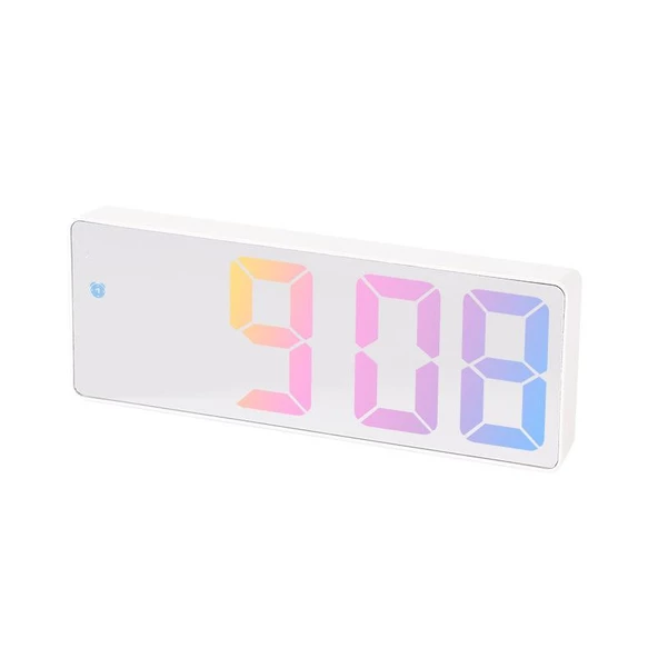 RGB Renkli LED Ayna Tasarımlı Dekoratif Dijital Saat - 2