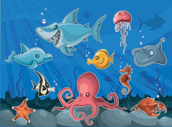 Deniz Altı Dünyası Duvar Kağıdı Baskı - Resim 5